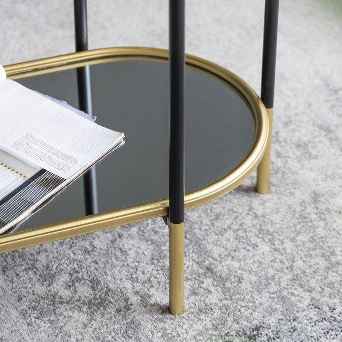 ミラー天板の3段コンソールテーブル