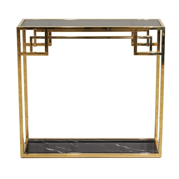 ガラス×大理石 コンソールテーブル ゴールド