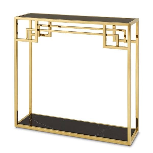 ガラス×大理石 コンソールテーブル ゴールド