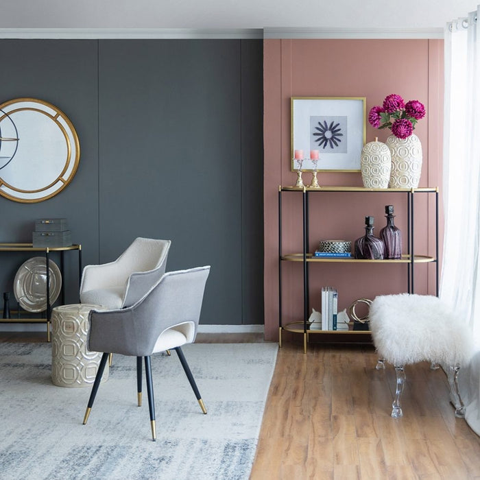 ミラー天板の3段コンソールテーブル