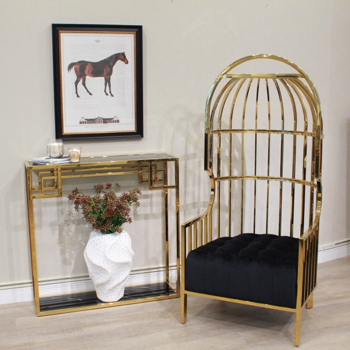 ガラス×大理石 コンソールテーブル ゴールド