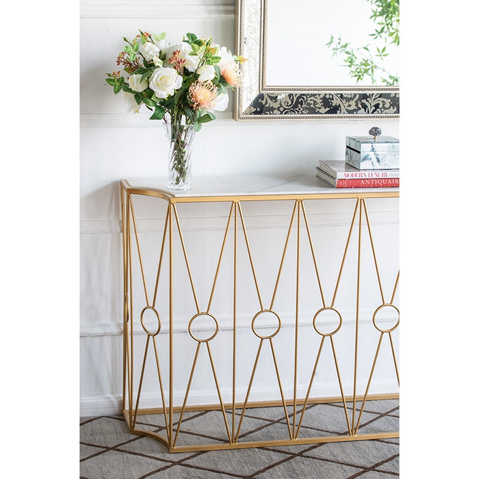 大理石×ゴールドアイアン コンソールテーブル 幅120cm