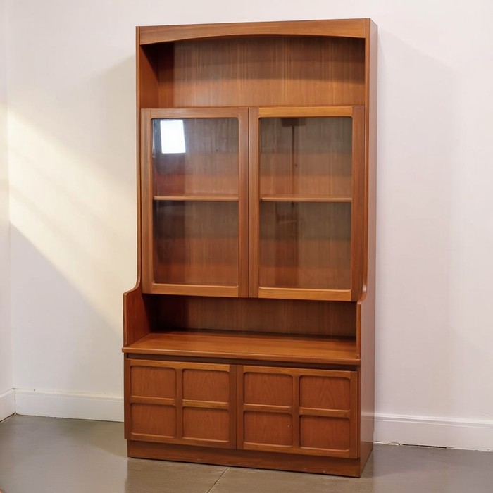ユニットキャビネット ネイサン ガラス戸 イギリス チーク 完成品 NATHAN