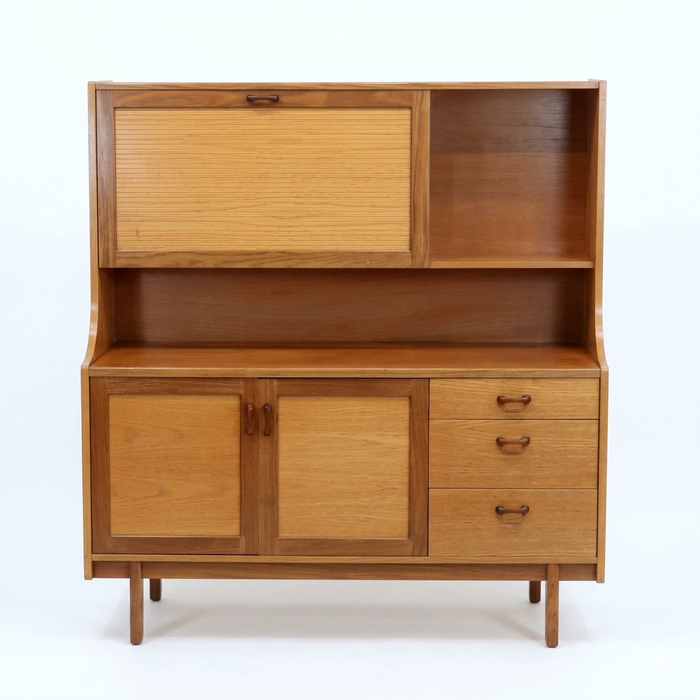 イギリス ヴィンテージ チーク材 ライティングビューロー付き キャビネット サイドボード