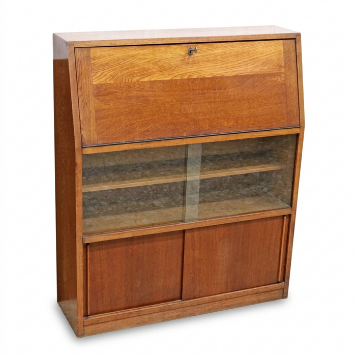 ヴィンテージ イギリス製 ライティングビューロー / ガラスブックシェルフ