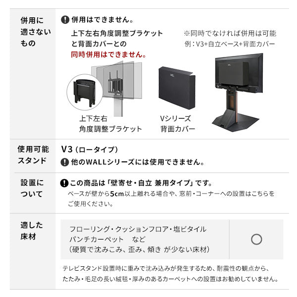 WALL V3ロータイプ専用 コーナー兼用自立ベース