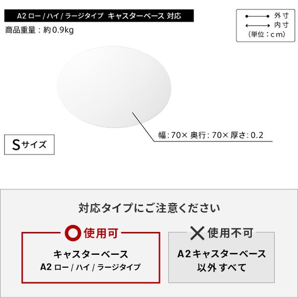 A2 キャスターモデル用 床保護マット Sサイズ