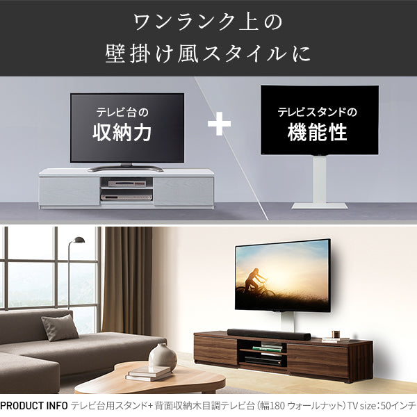 WALLインテリアテレビスタンド テレビ台用スタンド 背面収納木目調テレビ台セット150cm 32～60v対応