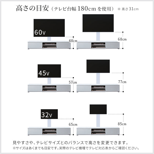 WALLインテリアテレビスタンド テレビ台用スタンド 背面収納木目調テレビ台セット幅180cm 32～60v対応